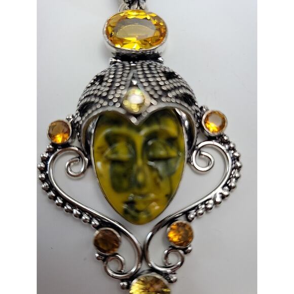 Radiant Sterling Silver Bali Goddess Pendant with Citrine and Smoky Quartz - Picture 8 of 9
